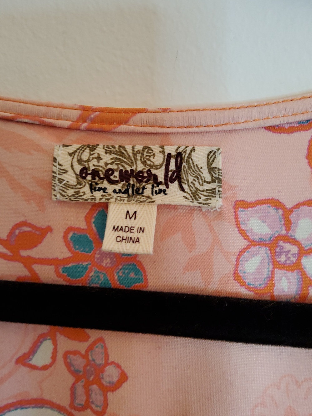 ONE WORLD Peach Floral Boho Maxi Dress with Teal and Purple Accents - Picture 2 of 4